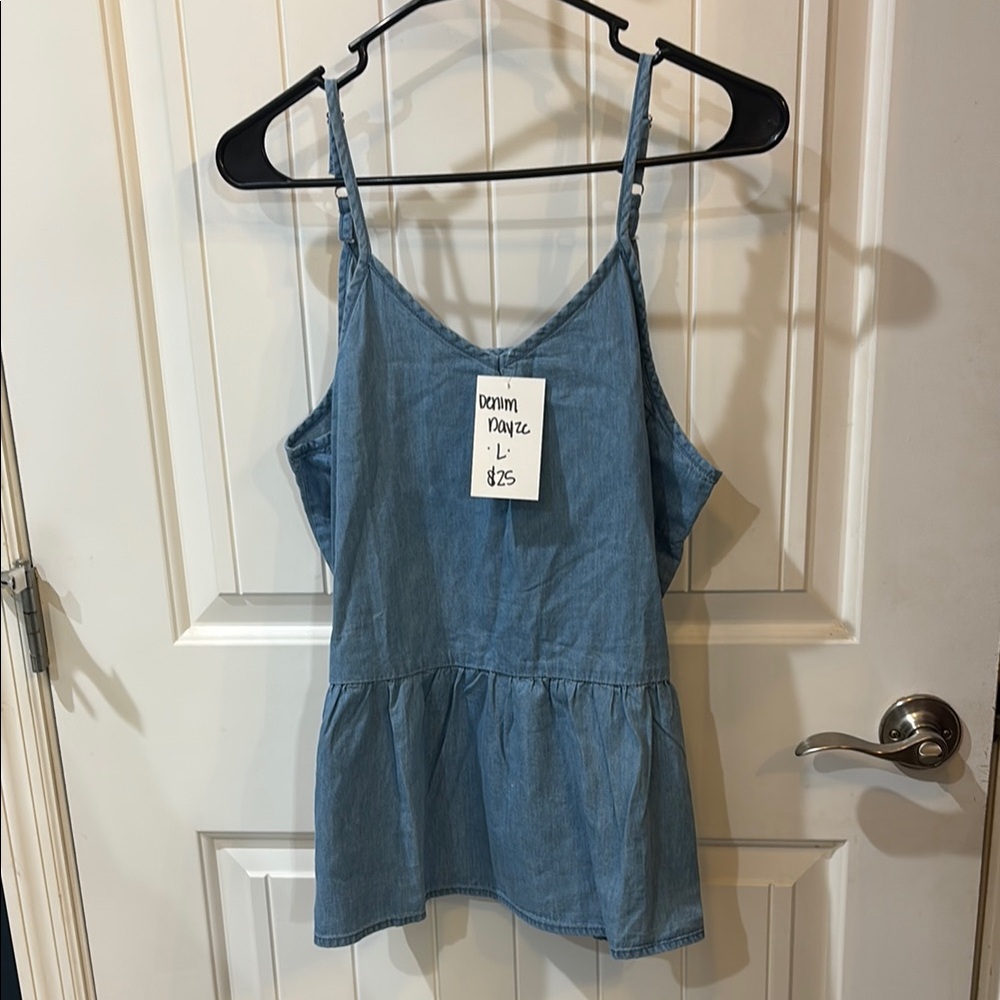 Source Unknown Blue Peplum Camisole Sleeveless Top